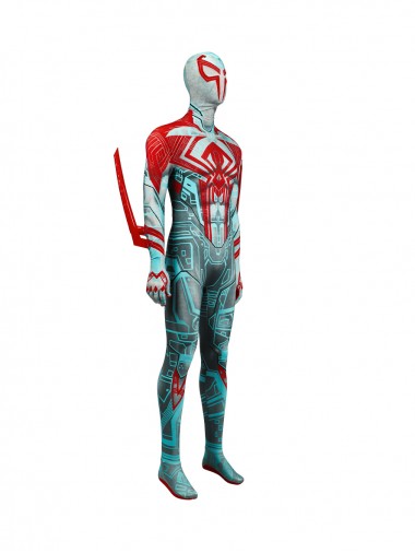 Spiderman 2099 Lycra Pattern Bodysuit Cosplay Costume Full Set