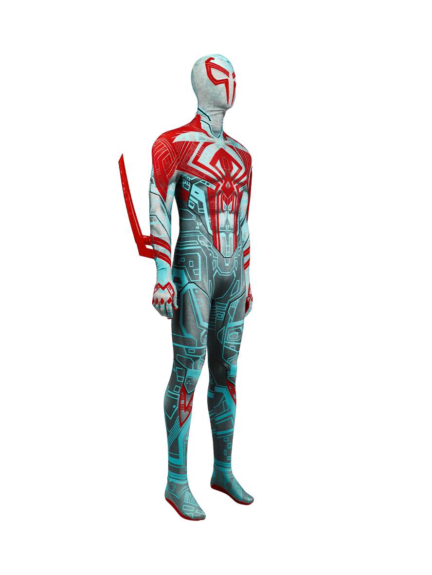 Spiderman 2099 Lycra Pattern Bodysuit Cosplay Costume Full Set