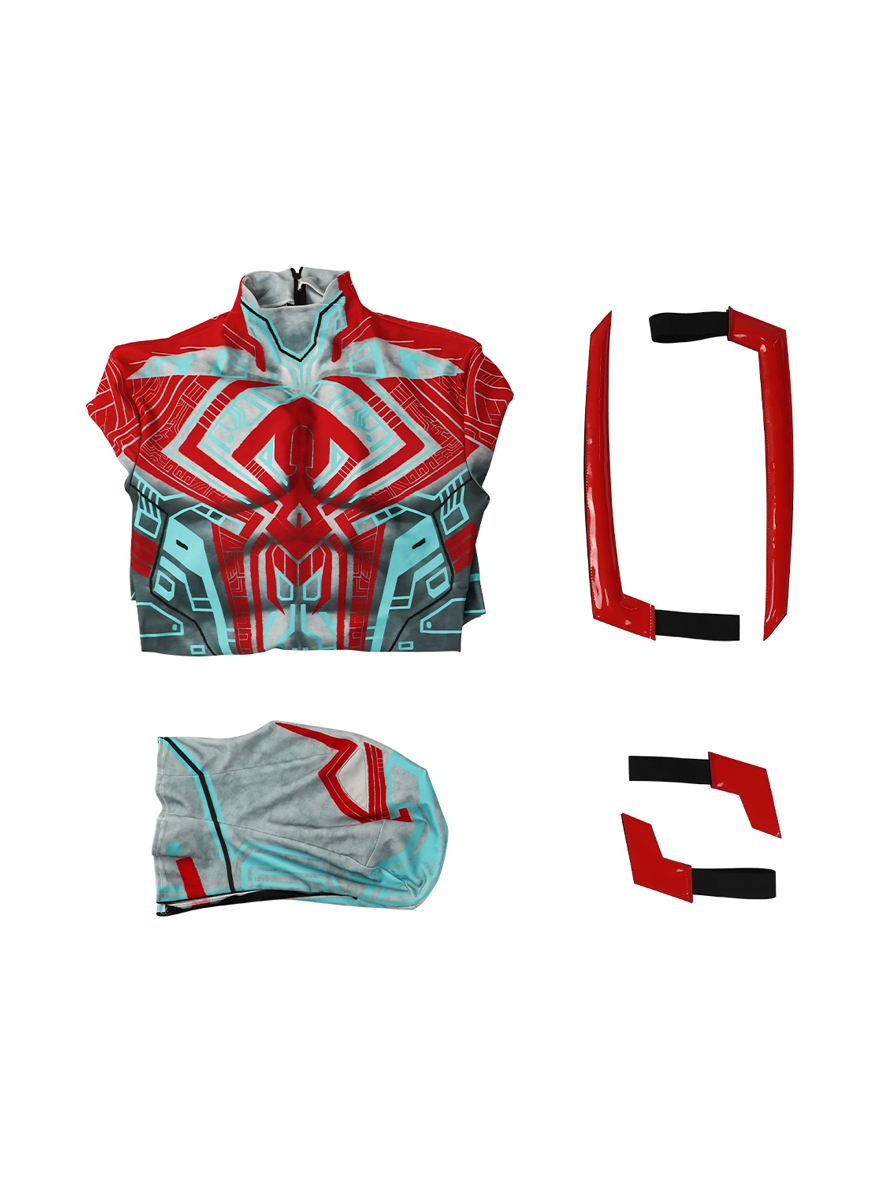 Spiderman 2099 Lycra Pattern Bodysuit Cosplay Costume Full Set