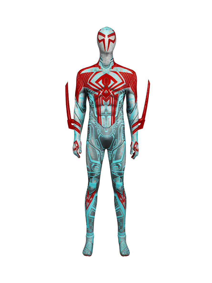 Spiderman 2099 Lycra Pattern Bodysuit Cosplay Costume Full Set