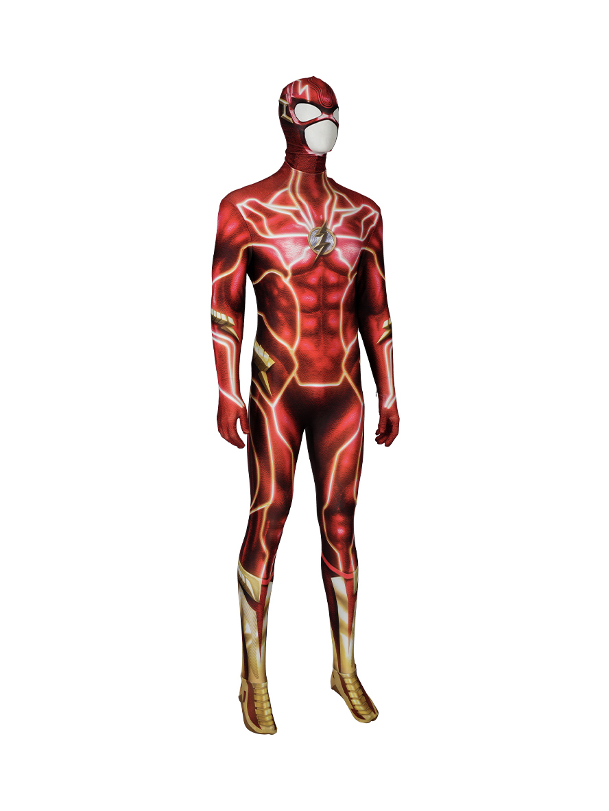 The Flash Barry Allen Lycra Bodysuit Cosplay Costume Full Set