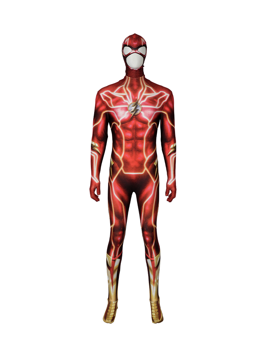 The Flash Barry Allen Lycra Bodysuit Cosplay Costume Full Set