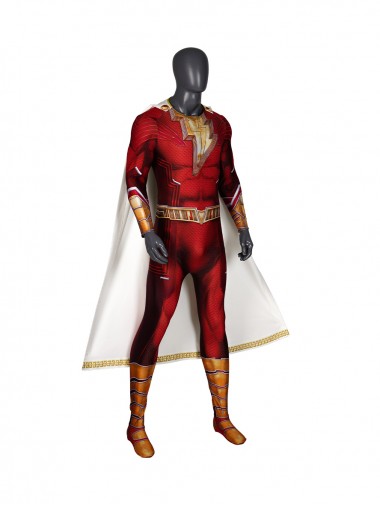 Shazam 2 Fury of the Gods Billy Batson Lycra Bodysuit Cosplay Costume Full Set