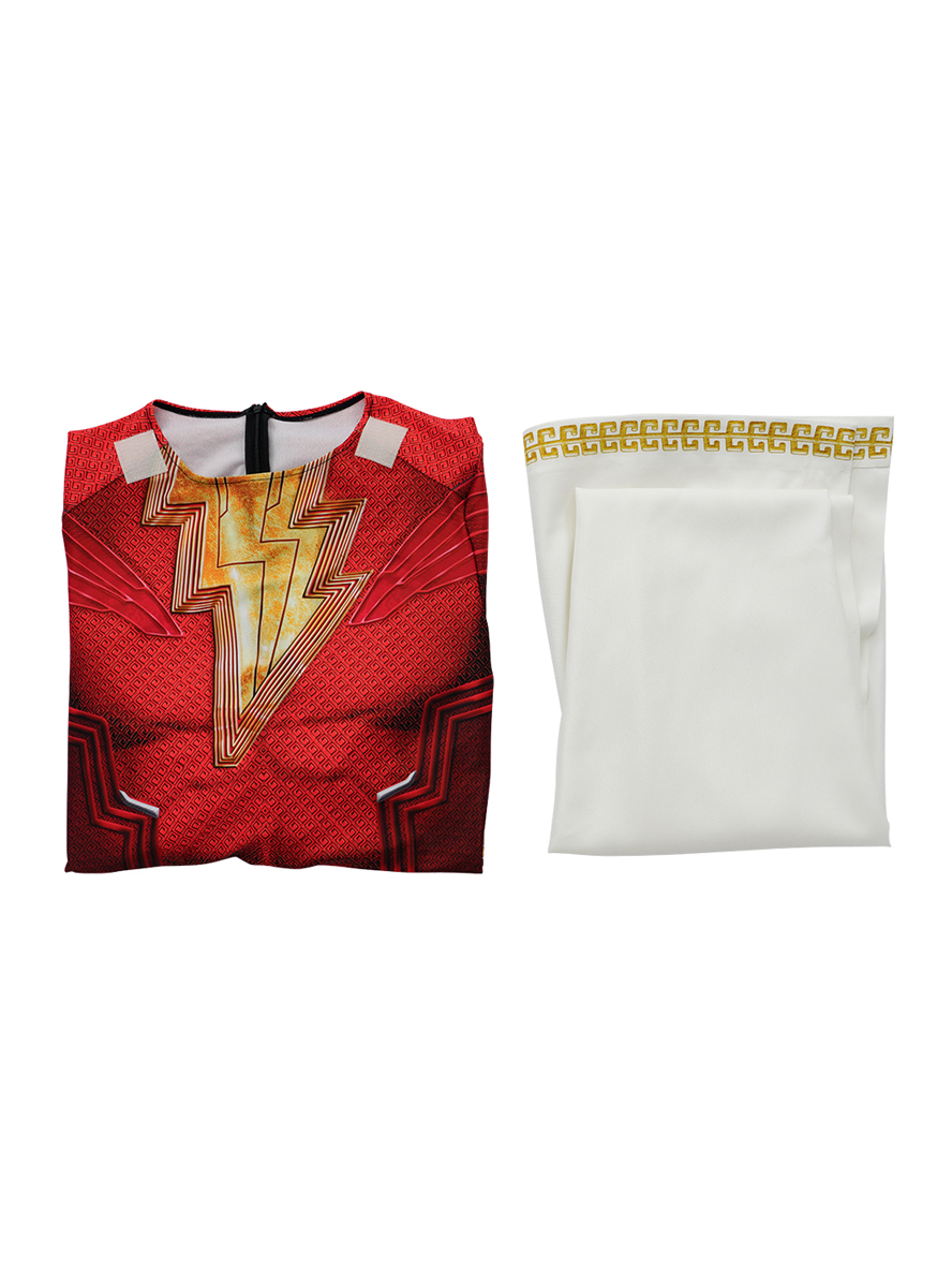 Shazam 2 Fury of the Gods Billy Batson Lycra Bodysuit Cosplay Costume Full Set