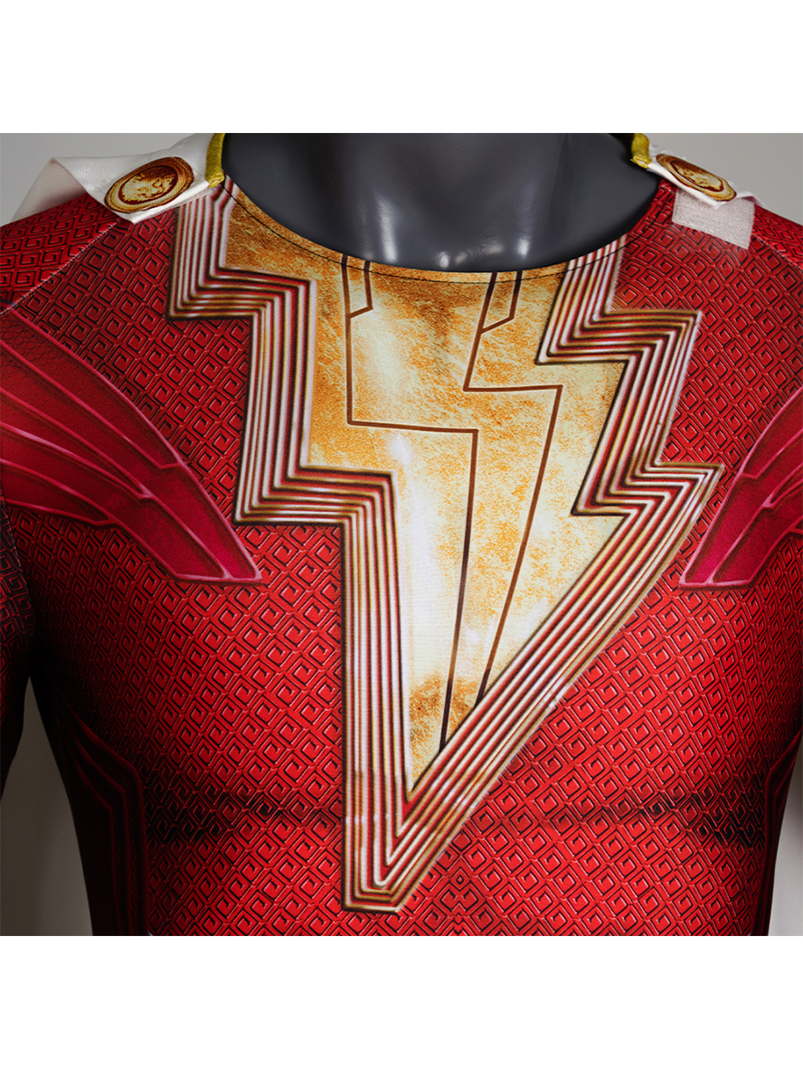 Shazam 2 Fury of the Gods Billy Batson Lycra Bodysuit Cosplay Costume Full Set