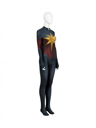 The Marvels Carol Danvers Captain Marvel Team Uniform Lycra Bodysuit Cosplay Costume Full Set