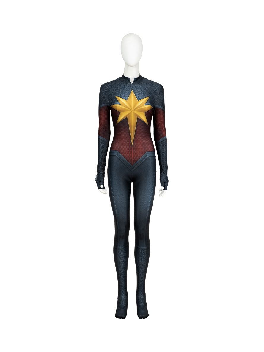 The Marvels Carol Danvers Captain Marvel Team Uniform Lycra Bodysuit Cosplay Costume Full Set