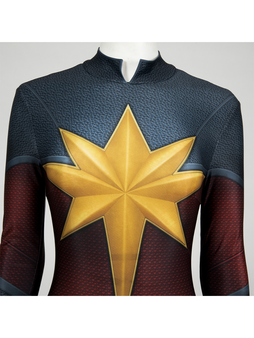 The Marvels Carol Danvers Captain Marvel Team Uniform Lycra Bodysuit Cosplay Costume Full Set