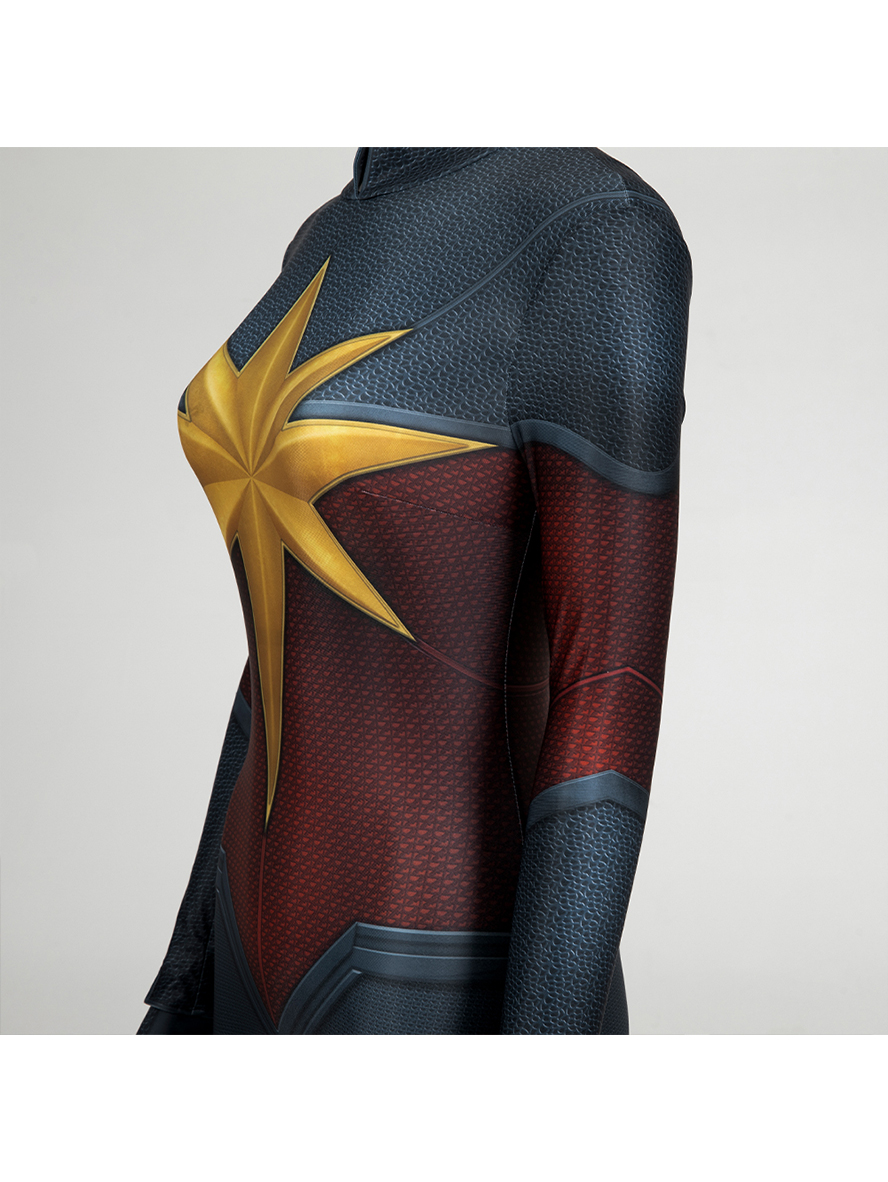 The Marvels Carol Danvers Captain Marvel Team Uniform Lycra Bodysuit Cosplay Costume Full Set